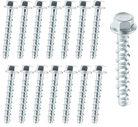 20 pcs Concrete Screws Bolts, M6 x 50 mm Flange Hexagonal Head Concrete Anchor Bolts, Masonry Screws for Brick Wall, Masonry, Marble, Brick, Wood, Stone