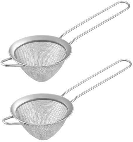 Tumintu Lot de 2 petites passoires coniques en fine pour cocktails, café, jus, thé, argent