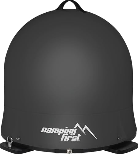 Camping First Satmex Dome – Mobile vollautomatische Sat-Antenne – Anthrazit | Selbstständige Ausrichtung auf Astra 19,2° Ost, robuste Kuppel, keine separate Stromversorgung nötig