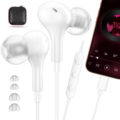 Wired Headphones for Apple iPhone 14 Pro 13 Pro Max MFi-Certified Earbuds | Cord Earbuds for iPhone 12 Pro 11 XS Max XR XS SE 8 Plus Earphones Built-in Microphone Volume Control Magnetic Headsets White