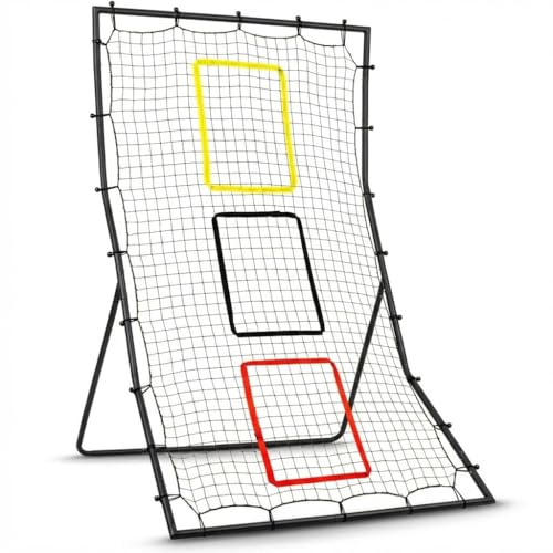 GarveeLife Baseball Rückprallnetz 180x120cm – 3-in-1 Rebounder Für Pitching & Fielding Mit Strike Zone, Robuster Stahlrahmen + 4 u-Heringe, Für Solo-Training Softball & Baseball