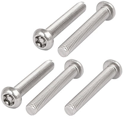 sourcing map M6x40mm Vis Inviolable Tête Bombée Torx Bouton 304 Acier Inoxydable Sécurité 5pcs