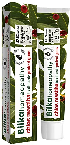 Bilka Homeopathy Zahncreme Chios Mastiha, Natürlicher Zahnfleischschutz Zahnpasta, Fluoridfrei, Mentholfrei, Zuckerfrei, 1x75ml
