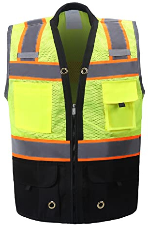 Shine Bright Safety Vest - High Visibility with Reflective Straps and Pockets – Premium, Soft, Durable, and Breathable – ANSI CLASS 2 (Size Large, Black)