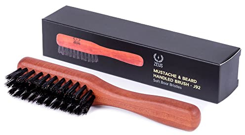 ZEUS Boar Bristle Beard & Mustache Handled Brush for Men, Soft Bristles