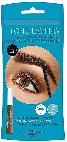 L'Action Paris Mascara et Sculpteur de Sourcils Longue Tenue, Mascara pour Sourcils Remplit les Sourcils d'une Couleur Naturelle, Sculpte les Sourcils selon la Forme Souhaitée, Brun Moyen 8.5g
