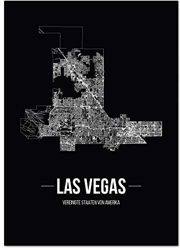 JUNIWORDS Stadtposter - Wähle Deine Stadt - Las Vegas - 21 x 30 cm Poster - Schrift B - Schwarz