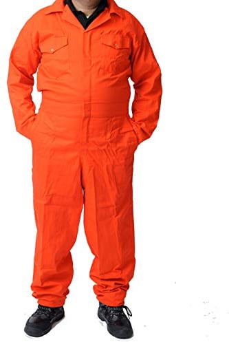 Road Master Men's Poly Cotton Coverall Overalls Painters Suit Decorators Mechanic Workwear Boiler Suit Cleaning Job Work Uniform with Two Chest Pockets, Orange, 4XL