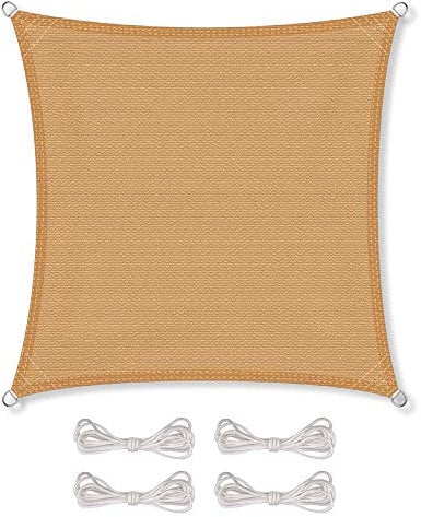 CelinaSun Voile d'ombrage avec Cordes de Fixation Pare-Soleil Jardin Balcon Basic Respirant Carré 3 x 3 m Beige Sable