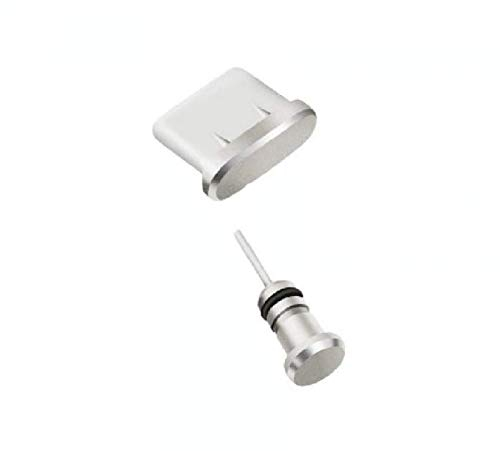Aluminium Staubschutz Stöpsel Kappen Set für Cat S60 Handy für USB und Kopfhöreranschluss in Silber