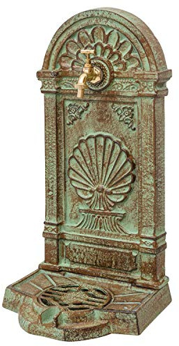 aubaho Fontaine de Stand fontaines lavabo Fontaine Murale Fer Style Antique 69cm Vert