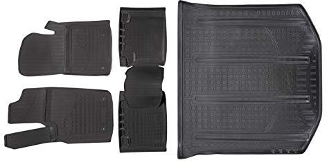 J&J AUTOMOTIVE | Allwetter TPE Gummimatten + Kofferraumwanne Set Für Grand Cherokee ab 2010, Antirutsch, Passgenau, Rand 2-4cm, Schwarz