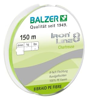 Balzer Iron Line Chartreuse - 150m geflochtene Angelschnur, Durchmesser/Tragkraft:0.18mm / 12.7kg