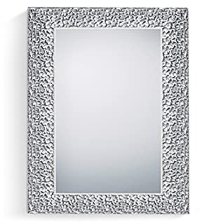 Rechteckiger Wandspiegel FARINA mit Silberrahmen und Facettenschliff 55x70cm