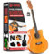 Pyle Akustikgitarren-Set mit Stahlsaiten, 3/4 Juniorgröße, natürliches Lindenholz, mattes Finish, Instrument mit Gigbag, Stimmgerät, extra Saiten, Plektren, Gurt, für Anfänger, Erwachsene