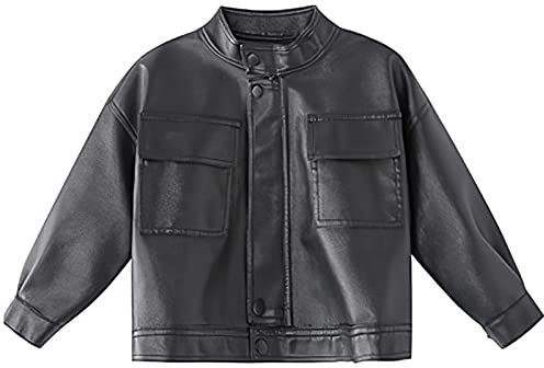 aromm Ragazzi Pelle Giacche Primavera Autunno Bambini Collare Motociclo Cerniera Cappotti