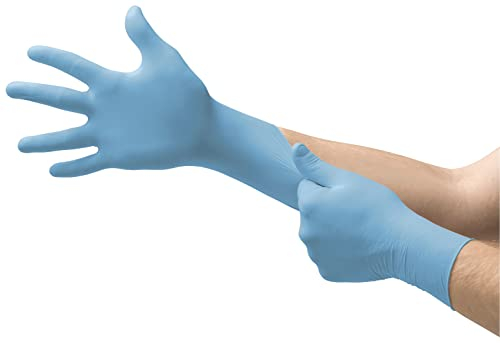 Ansell Microflex 92-134 Latexfreie Einweghandschuhe, Nitrilhandschuhe Puderfrei, Handschuhe Lebensmittelecht Blau, Untersuchungshandschuhe, Einmalhandschuhe M (100 Stück)