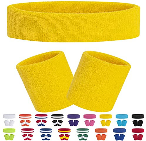 FACATH Gestreiftes Schweißband-Set Sport-Stirnband-Armband-Set Frottee-Armband Sportübungs-Basketball-Armband-Stirnbänder