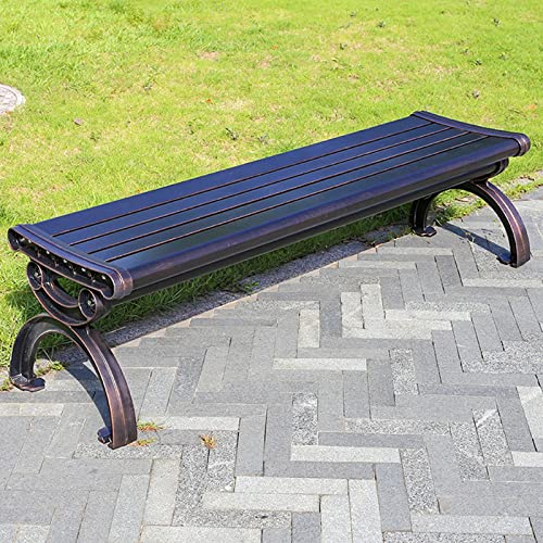 Gartenbank Guss Aluminium 3 Sitzer Ohne Lehne Parkbank Wetterfest, Sitzbank Metall, Balkonbank, Ruhebank Retro-Stil, Bank Alu für Garten Park Balkon (Color : C)