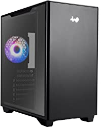 InWin A5 ATX IW-CS-A5BLK-1AM120S Gaming-Gehäuse, Typ-C-Anschluss, Seitenteil aus gehärtetem Glas, Wasserkühlung bereit - Mercury 120 mm ARGB Lüfter hinten, schwarz