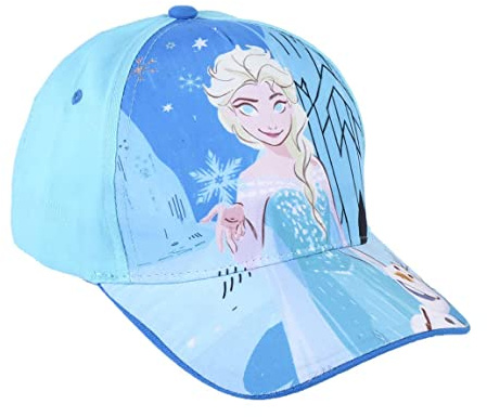 Cap für Kinder Frozen - Blau - Geeignet von 2 bis 8 Jahren - Aus Baumwolle und Polyester - Kinder Cap Anna, Elsa und Olaf mit Verstellbarem Klettverschluss - Original Produkt in Spanien Designed