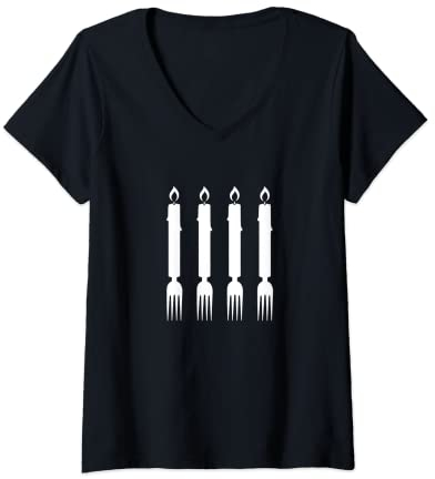 Womens Four Candles Fork Handles British Comedy V-Neck T-Shirt