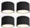 SSC-LUXon 4 Stück CELI-WX Aufbauleuchte Bad schwarz mit LED Leuchtmittel warmweiß GX53 230V - Spot IP44 Deckenlampe Außen 5W