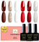 YSUVIN UV Nagellack, 6 Farben Rot weiß Glitzer Gold Splitter Gel Nagellack Set Soak-Off UV Gellack für Frauen Home DIY Nail Art Maniküre Salon, Langlebig, 8ML