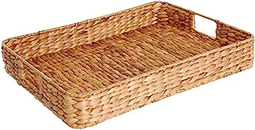 Plateau de service en jacinthe d'eau naturelle, grand format (40 x 28 x 6 cm)