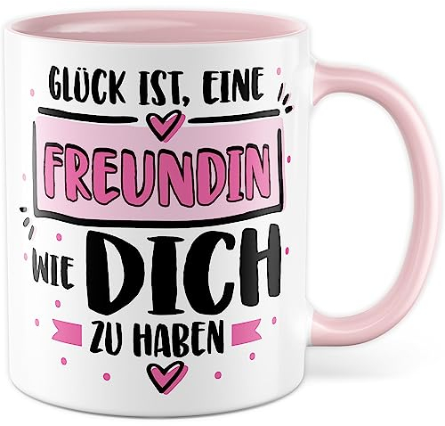 Tasse Freundin Geschenk, Glück ist, eine Freundin wie dich zu haben Geschenk Valentinstag Geschenkidee Kaffeetasse mit Spruch Kaffee-Becher Geburtstag Freundschaft Beziehung (Freundin)