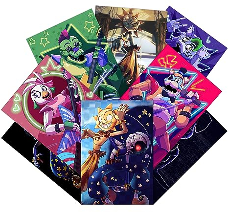 GTOTd FNAF Poster 8 Stück 42 x 29cm (16.5 x 11.4) Horror Spiel Merch Party Ungerahmte Version HD Leinwanddruck Poster für Wohnzimmer Schlafzimmer Club Wand Kunst Dekor