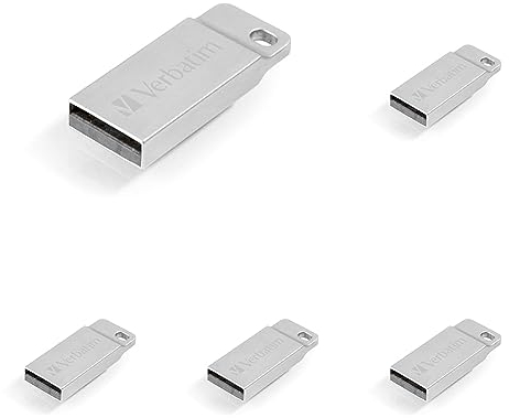 Verbatim Executive USB-Stick aus Metall 32 GB, USB 2.0, USB Speicherstick, für Laptop Notebook Ultrabook TV Autoradio, USB 2.0 Stick, Datenstick inklusive Schlüsselring, Silber (Packung mit 5)