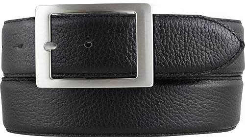 BELTINGER Herren-Gürtel aus gemasertem Leder mit Steppnaht 4 cm | Hochwertiger Ledergürtel mit Pigmentprägung 40mm Herren | Jeans-Gürtel mit Doppel-Schließe 4cm | Schwarz 110cm