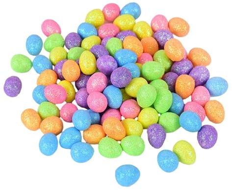 Sharplace 75 Stück Mini-Ostereier, künstliche Vogeleier, dekorative Ostereier, kleine Glitzer-Eier, Bunte Schaumstoff-Ostereier für DIY-Girlande