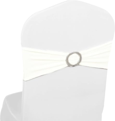 The Chair Cover Company Elastische Stuhlhussen aus Stretch-Spandex mit Schnallenschleifen, für Hochzeit, Zuhause, Party, Lieferanten, Dekorationen (gebrochenes Weiß, 100 Stück)
