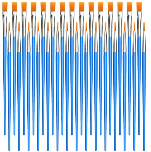 Halobios Paint Brushes Bulk 30 Pcs Set, 15 Pcs Flat and 15 Pcs Round Nylon Hair Brushes Suitable for Acrylic, Oil, Watercolor, Rock Painting, Drawing and Art Supplies for Kids and Adults.