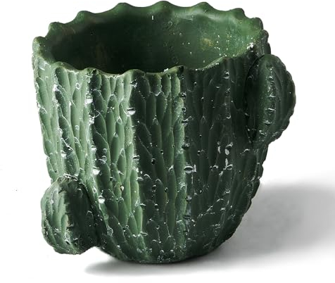 Maceta con forma de cactus para plantas suculentas, macetas de jardín para cactus, hierbas, plantas, macetas decorativas, decoraciones artísticas (1 paquete de altura) (tamaño mediano alto)