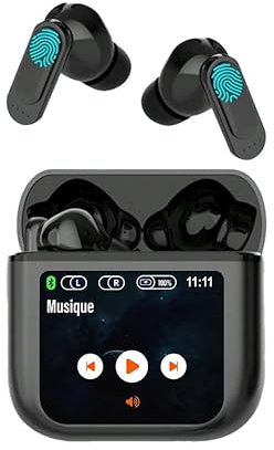 Auricolari bluetooth senza fili, riduzione del rumore, fino a 30 ore di autonomia, auricolari bluetooth 5.4 con touch screen LED, audio spaziale, custodia di ricarica intelligente, compatibile con IOS