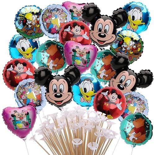 Toyland® Pack Of 20 Assorted Mini Disney Balloons - Sticks And Cups Included - Birthday Party Decorations