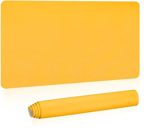 PATIKIL Large Desk Mat, 35x17 Non-Slip Waterproof PU Leather Large Desk Pad Large Desktop Protector Cover Dual Sided Desk Pad for Office Home Work Study, Yellow