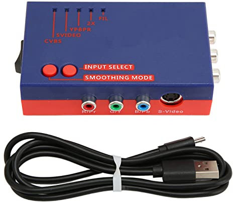 Convertidor para Convertidor Retro Scaler 2X, Multimedia A V A HD, Modos de Filtro y Paso, Adaptador de Videojuegos Sin Lag, Compatible con Interfa para Multiplicador de Línea 2X