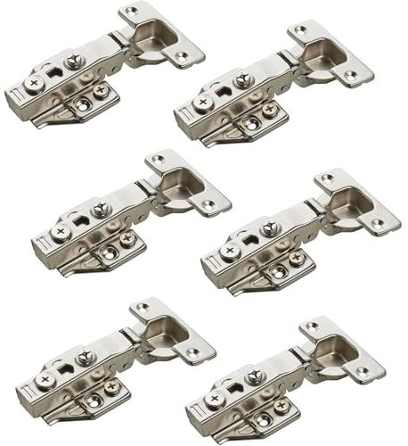 SOTECH 6 Stück SOFT-CLOSE Topfbänder 105° Eckanschlag T48 | mit Schnellmontage-KLIP Topfscharniere inkl. Montageplatten mit Exzenterverstellung Topfband mit 3D Verstellung