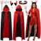 iZoeL Deguisement Diable Cosplay Diable Déguisement Halloween/Maquillage/Carnaval Femme Costume Carnaval/Halloween/Maquillage Femme Homme, Cape Réversible Cornes Collier Fourche Tatouage