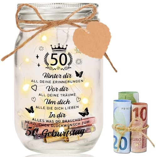 50th Birthday Woman Man LED Bottle Light Birthday, 50th Money Gifts Birthday Decoration, 50th Bottle Lights Birthday Gifts Money Light Bottle Packaging, Gifts for 50th Birthday Woman Man