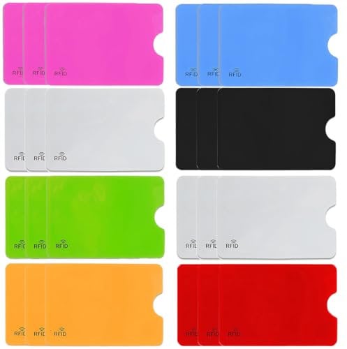 COYUN Lot de 24 Pièces Housse de Protection RFID Colorées pour Cartes de crédit, Etui Carte Bancaire Anti Piratage, Bloqueur RFID et NFC, Applicable Carte d'identité, Carte, Mix