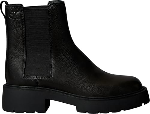 Calvin Klein Botines Chelsea Mujer Chunky de piel, Negro (Black), 41