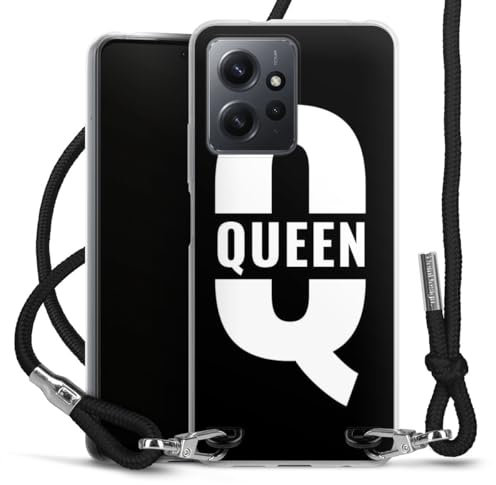 DeinDesign Carry Case kompatibel mit Xiaomi Redmi Note 12 4G Hülle mit Band Handykette zum Umhängen schwarz Queen Womensday Liebe