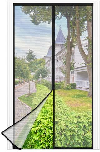 Moustiquaire Porte Fenetre, 70 x 210 CM - Maille Fine NOIRE Rideau Anti Mouche, se ferme tout seul, la Largeur du Haut de la Fenêtre de la Moustiquaire Porte Fenetre Magnetique Jusqu'à 3,8 CM