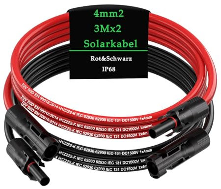 MXRPV Solarkabel 4mm²/6mm²,Solarkabel Verlängerung 2/3/5/10/15M,Tool-Free Solarverlängerungskabel, PV Kabel (4mm²3m)