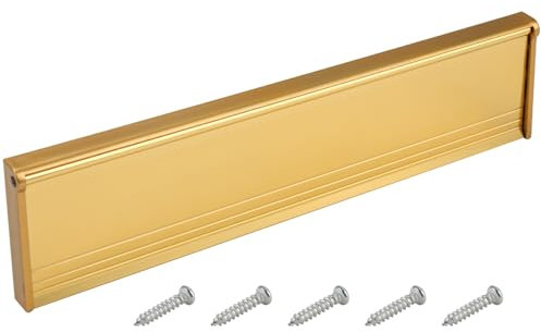 Internal Door Letter Box Draught Excluder 11.5 Inch(29.3cm) Metal Letterbox Cover Flap Plate Seal with Brush Flap Chrome Replacement Letterboxes for Wood or uPVC Composite Front Doors (Gold)